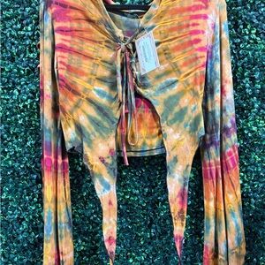 Kathmandu Gypsy Hoodie Tie-Dye Long Sleeve Women's Top NEW Festival Rave